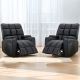 Bestier Set of 2 33.5 in. W Faux Leather Manual Recliner with Massage and Arm Storage and 2 Cup Holders - Black