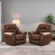 Bestier 2 Pack 40.5 in. W Oversize Vegan Leather Manual Power Recliner with Nailhead Trim and USB Port - Brown
