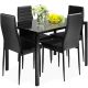Costway 5 Piece Kitchen Dining Set Glass Metal Table 30