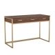 Martha Stewart - Ollie Walnut 3 Drawer Home Office Desk with Polished Brass Metal Frame and Hardware - Walnut Top/Polished Brass Frame
