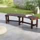 Costway Patio Curved Bench Carbonized Wood Dining Bench for Round Table 710 LBS Max Load - Rustic Brown