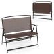 Costway 2-Person Patio Bench Folding Outdoor Garden Bench with Backrest and Armrests - Brown