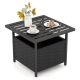 Costway Rattan Wicker Steel Side Table Outdoor Furniture Deck Garden Patio Pool - Black