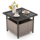 Costway Rattan Wicker Steel Side Table Outdoor Furniture Deck Garden Patio Pool - Gray