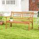 Costway Outdoor Acacia Wood Bench 2-Person Patio Bench with Slatted Seat & Backrest - Natural