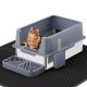 LOVMOR - Stainless Steel Cat Litter Box with Lid, Extra Large Metal Kitty Litter Box with Scoop - Gray