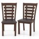 Costway Wooden Dining Chairs Set of 2 with Upholstered Seat & Rubber High Back - Brown