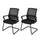 Costway 2 PCS Office Guest Chair with Lumbar Support, Breathable Mesh Back without Wheels - Black