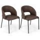 Costway Dining Chair Set of 2 with High-density Sponge Cushion Sturdy X-shaped Frame - Brown