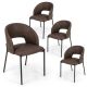 Costway Dining Chair Set of 4 with High-density Sponge Cushion Sturdy X-shaped Frame - Brown
