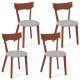 Costway Wooden Armless Dining Chair Set of 4 with Rubber Wood Legs Padded Seat Cushion - Walnut+Grey