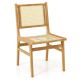Costway 1 PCS Rattan Dining Chair with Cane Woven Backrest & Seat & Teak Wood Frame - Natural