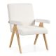 Costway 1 PCS Mid-Century Modern Accent Chair with Solid Rubber Wood Frame and Padded Armrests - Beige + Natural