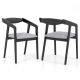 Costway Wooden Dining Chair Set of 2 with Rubber Wood Frame Armrests Padded Cushion - Black