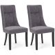 Costway Channel Tufted Dining Chairs Set of 2 with High Backrest Rubber Wood Legs Modern - Gray