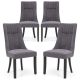 Costway Channel Tufted Dining Chairs Set of 4 with High Backrest Rubber Wood Legs Modern - Gray