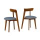 Costway Wood Dining Chairs Set of 2 with Rubber Wood Frame Padded Seat & Curved Backrest - Walnut + Gray