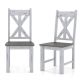 Costway Wooden Dining Chair Set of 2 with Rubber Wood Frame Elegant Hollowed Backrest - White, Gray