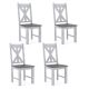 Costway Wooden Dining Chair Set of 4 with Rubber Wood Frame Elegant Hollowed Backrest - White, Gray