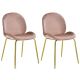 Costway Set of 2 Velvet Accent Chairs Dining Side Chairs w/Gold Metal Legs - Pink