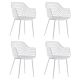 Costway - Dining Chair Set of 4 Plastic Shell Hollow with Metal Legs - White