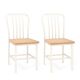 Costway Dining Chairs Set of 2 High Back Chairs Metal Frame Footrests Kitchen - White/Natural