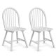 Costway Set of 2 Vintage Windsor Dining Side Chair Wood Spindleback Kitchen Room - White