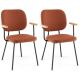 Costway Set of 2 Modern Linen Fabric Dining Chairs Padded Kitchen Accent Armchair - Black/Orange