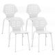 Costway Metal Dining Chair Set of 4 Armless Kitchen Hollowed Backrest & Metal Legs - White