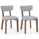 Costway Upholstered Dining Chairs Set of 2 with Solid Rubber Wood Frame, Curved Backrest - Gray