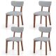 Costway Upholstered Dining Chairs Set of 4 with Solid Rubber Wood Frame, Curved Backrest - Gray