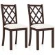 Costway Set of 2 Dining Chairs Wood Kitchen Side Chair with Inclined Backrest - Brown + White