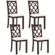 Costway Set of 4 Dining Chairs Wood Kitchen Side Chair with Inclined Backrest - Brown + White