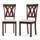 Costway Armless Dining Chairs Set of 2 with Rubber Wood Frame Elegant Hollowed Backrest - Oak + Beige