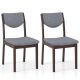 Costway Wooden Dining Chair Set of 2 with Padded Seat & Back, Rubber Wood Legs for Home - Oak + Grey