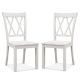 Costway Wooden Dining Chairs Set of 2 with Ergonomic Seat Rubber Wood Frame & High Backrest - White