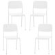 Costway Modern Dining Chairs Set of 4 with Tilted Backrest & Sturdy Metal Legs Plastic - White