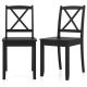 Costway Dining Chair Set of 2 Kitchen Side Chairs with Rubber Wood Legs & Cross Back - Black