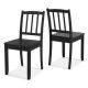Costway Wood Dining Chair Set of 2 with Rubber Wood Legs Curved Backrest for Kitchen - Black