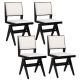 Costway Mid CenturyÂ Modern Dining Chairs Set of 4 Faux Shearling Upholstered Dinner Chairs - Black + White