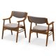 Costway PU Leather Dining Chair Set of 2 with Padded Seat & Back Armrests Rubber Wood Frame - Brown