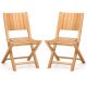 Costway 2 PCS Folding Patio Chairs with Inclined Backrest Teak Wood Outdoor Dining Chairs - Natural