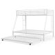 Costway Twin Over Full Metal Slats Bunk Bed Frame with Trundle, Guard Rail & Ladders - White