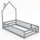 Costway Twin Size Montessori Floor Bed for Toddler with Lockable Door Full-Length Guardrail - Gray