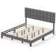 Costway King Size Bed Frame Modern Linen Fabric Upholstered Platform Bed with Headboard - Gray