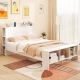 Costway Full Size Bed Frame with Storage Headboard & Footboard LED Bed Frame with 2 USB Ports - White