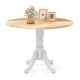 Costway 4-Person Dining Table Wooden Kitchen Table with Solid Rubber Wood Frame for Kitchen - White + Natural