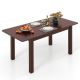 Costway Extendable Dining Table Folding Rubber Wood Table for 4 People with Safety Locks - Cherry Color