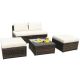 Costway 5PCS Patio Rattan Wicker Furniture Set Armless Sofa Ottoman Cushioned Garden - Mixed Brown/White