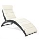 Costway Folding Patio Rattan Lounge Chair Chaise Cushioned Portable Garden Lawn - Black,White